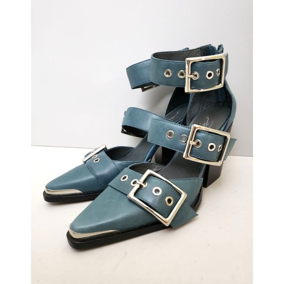 Free People X Jeffrey Campbell Hendrix Heels Dusty Blue Size 6 - Picture 2 of 5